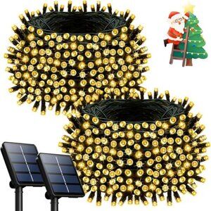 Solar Christmas Lights Outdoor 200LED 72FT Waterproof String Lights Warm White